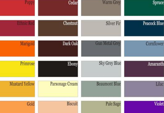 Image showing list of colours