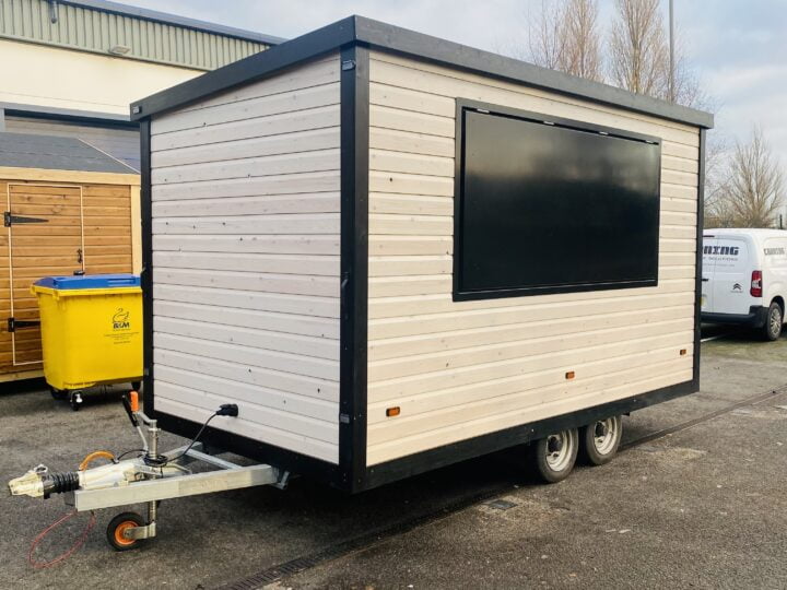 A 3 x 2.2 Wooden Trailer Painted White With Black Painted Hatch and Door