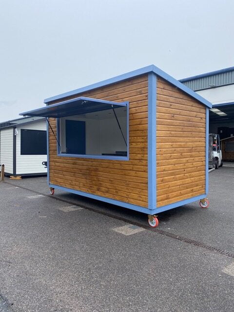 A Wooden 4m x 2.4m Kiosk (Blue-Painted)