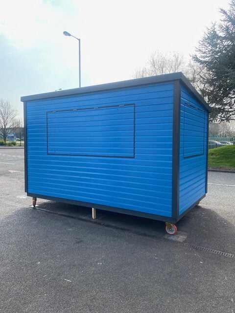 A Closed Blue Wooden 4m x 2.4m Kiosk