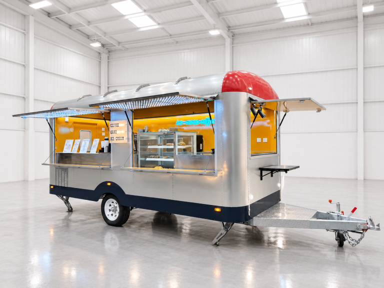 Retro coffe ice cream trailer