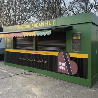 Caribbean shipping container food kiosk