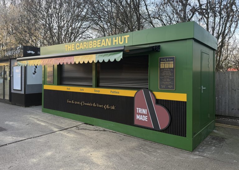 Caribbean shipping container food kiosk