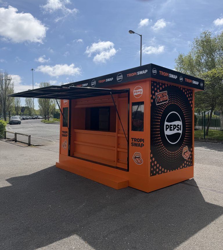 Pepsi branded activation kiosk for product sampling and promotional events