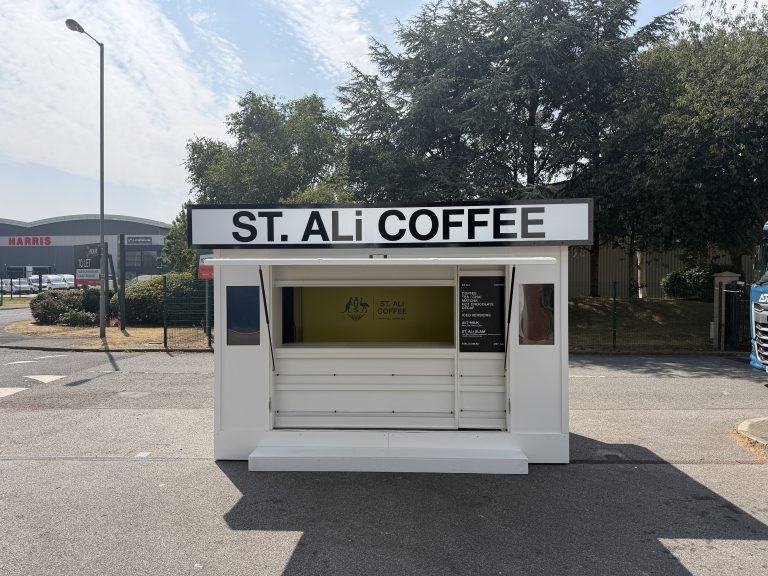 Outdoor coffee kiosk manufactured by Big Kahuna