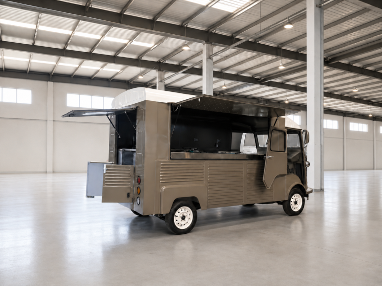 Citroën HY style mobile bar with serving hatch and doors open