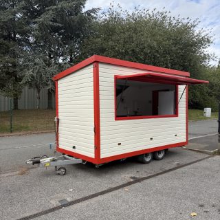 4m Catering Trailer Hire – Red & Cream Event Trailer