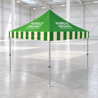 Printed gazebo in warehouse